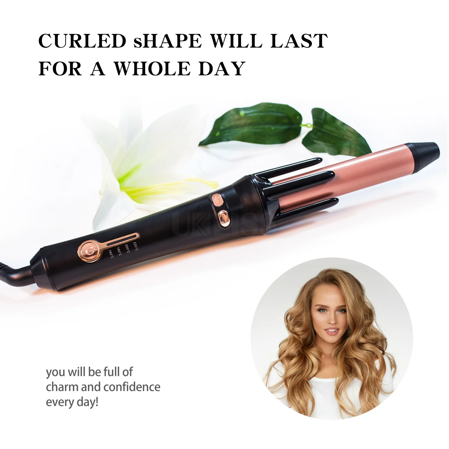 

Automatic Ceramic Curling Iron Hair Curlers Rollers Machine Fast Heated Rotating Barrel Wand Corrugation For Hair Spin Curls
