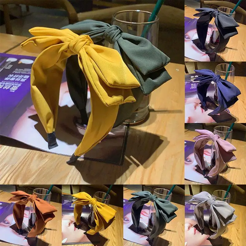 Повязка для волос с большим бантом женская милый однотонный Бандаж узлом модный