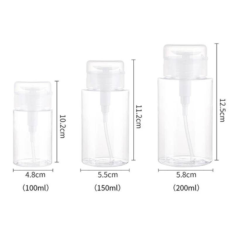 Портативный пустой пластиковый дозатор для снятия лака бутылка с жидкостью 100-200