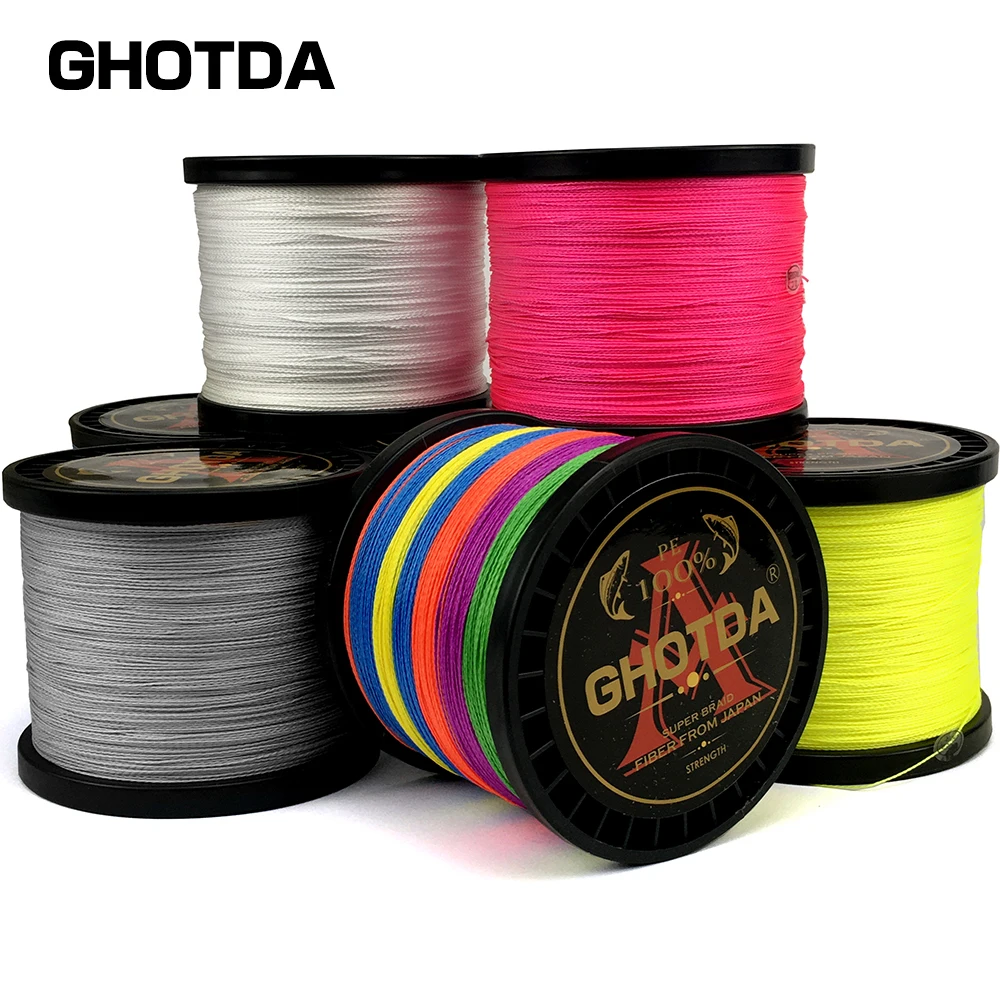 Леска GHOTDA плетеная 8 нитей 1000 м 500 300 100 прочная полиэтиленовая мультифиламентная
