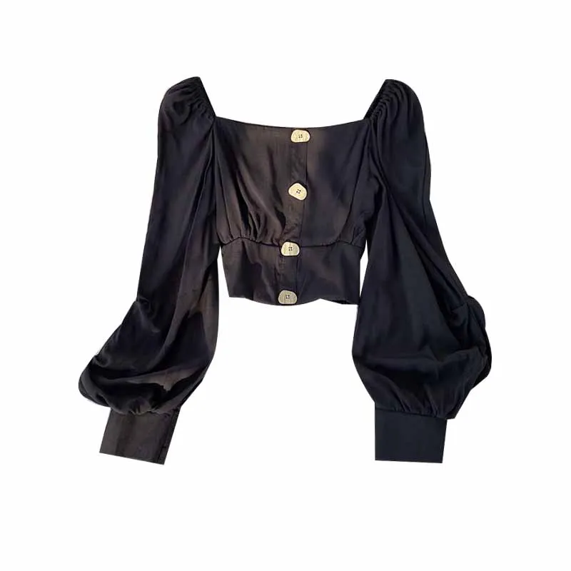 Элегантная винтажная блузка в стиле ретро с квадратным вырезом, открытыми плечами, длинными рукавами-фонариками, дизайнерский пуловер с за... от AliExpress WW