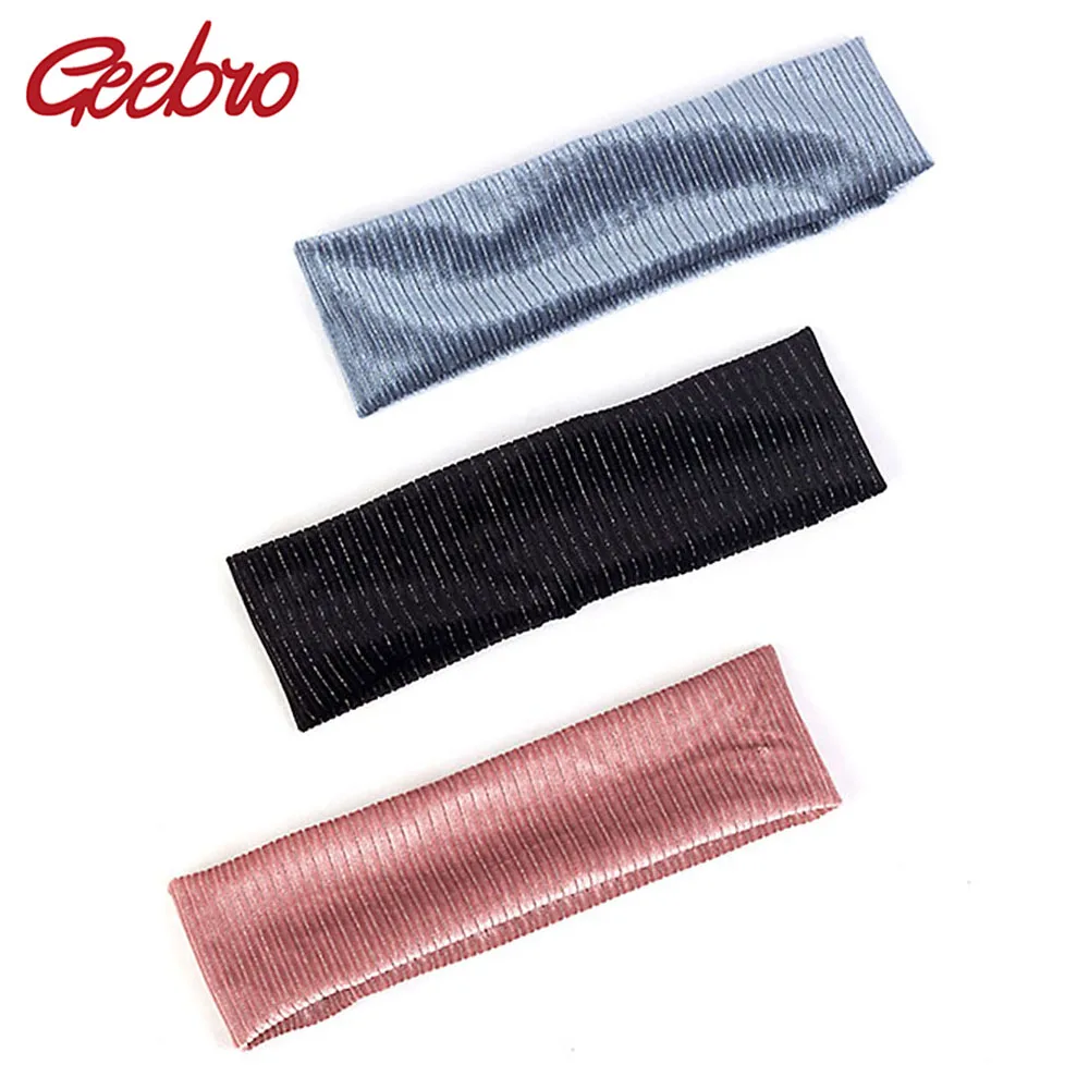 Geebro женские модные богемные хлопковые эластичные повязки на голову ребристые