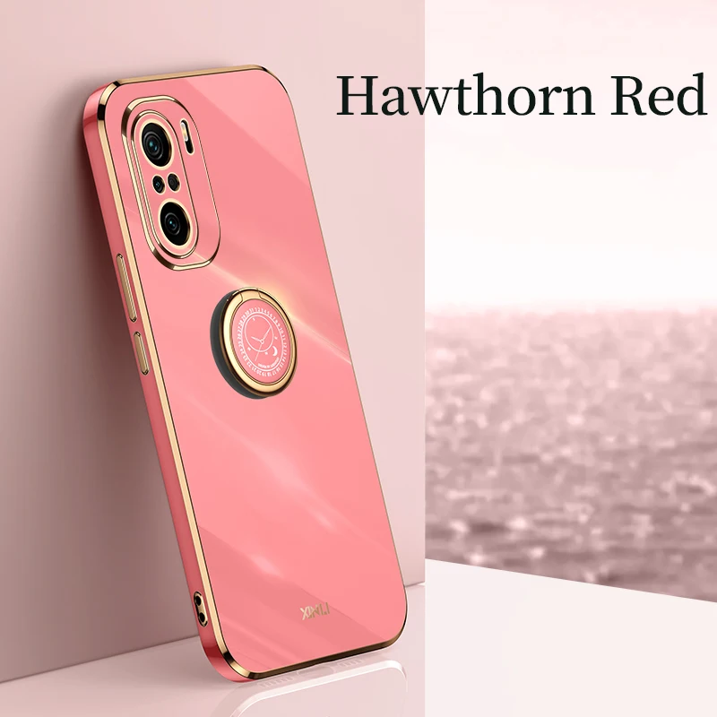 plating square ring holder phone case on for xiaomi mi 11i 11 i poco f3 5g redmi k40 pro luxury soft silicone stand cover free global shipping