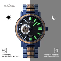 bobo bird stainless steel wood automatic mechanical watches men waterproof japan movement watch valentines day gifts for man