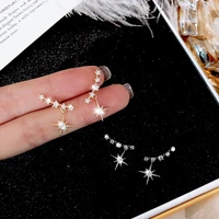 fashion simple and cool style han earrings zircon six pointed star earrings small exquisite all match gold silver earrings women