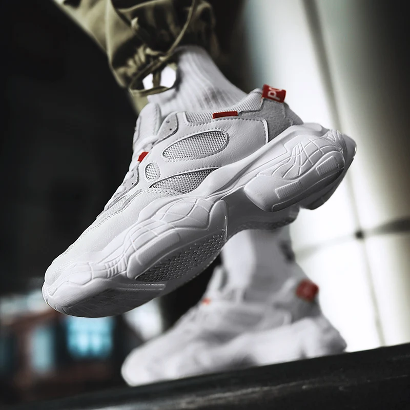 

Summer Men's Breathable Mesh Small White Sports Shoes INS Dad Shoes Korean Version Thick Bottom Height Increasing Running Shoes