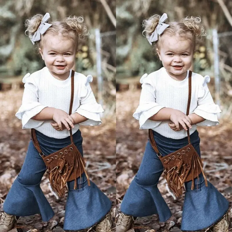 Комплекты одежды для новорожденных девочек белый топ с рукавами-фонариками и