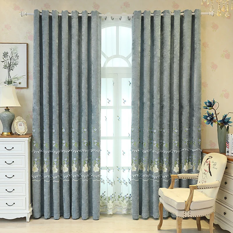 Пасторальный тент шторы для спальни Высокое качество Тюль вышитый узор