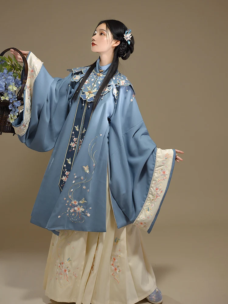 

Women's Han Chinese Clothing Ming Yun Shoulder [Cherry Blossom Fu] Stand Collar Long Jacket Chinese Style Embroidery Horse-Face