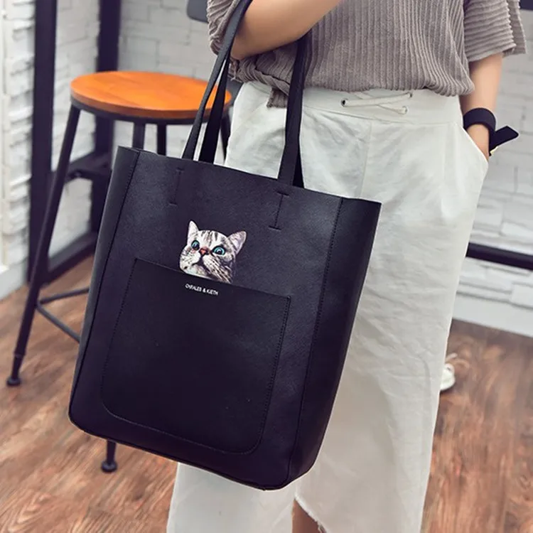 Набор женских сумок 2 Милая голова кошки девушки одиночные Сумки На Плечо дамы