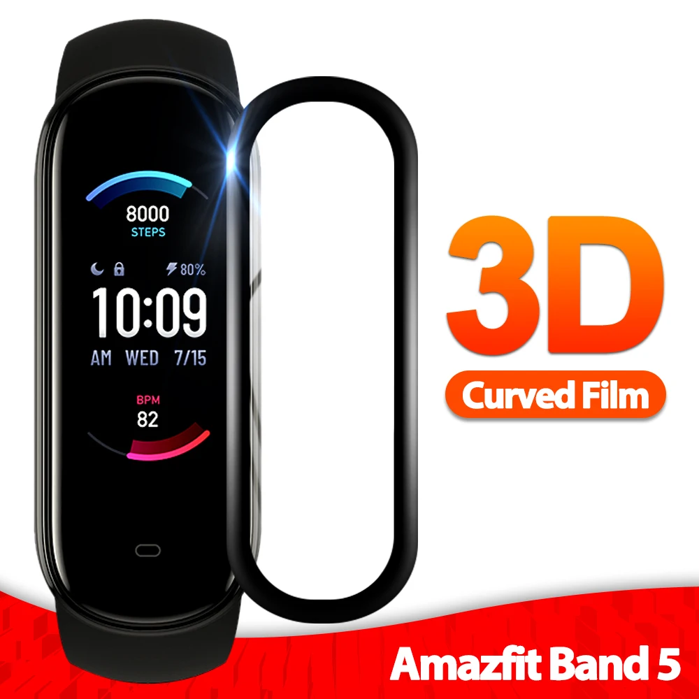 3D Soft Fibre Glass Protective Film Cover For Xiaomi Huami Amazfit Band 5 Full Screen Protector for Amazfit Band 5 Smart Watch soft tpu protective film for xiaomi amazfit bip u u pro pop smart watch full screen protector cover for huami pop pop pro band