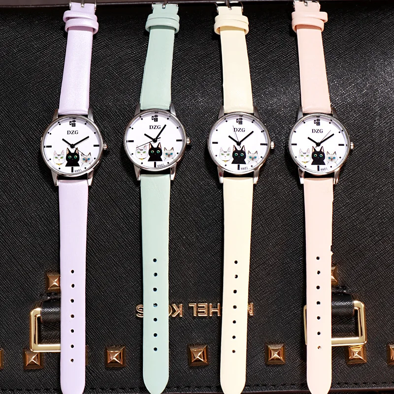 

Personality creative Korean version of the trend of cats ladies watch casual cute female student cat pattern quartz watch