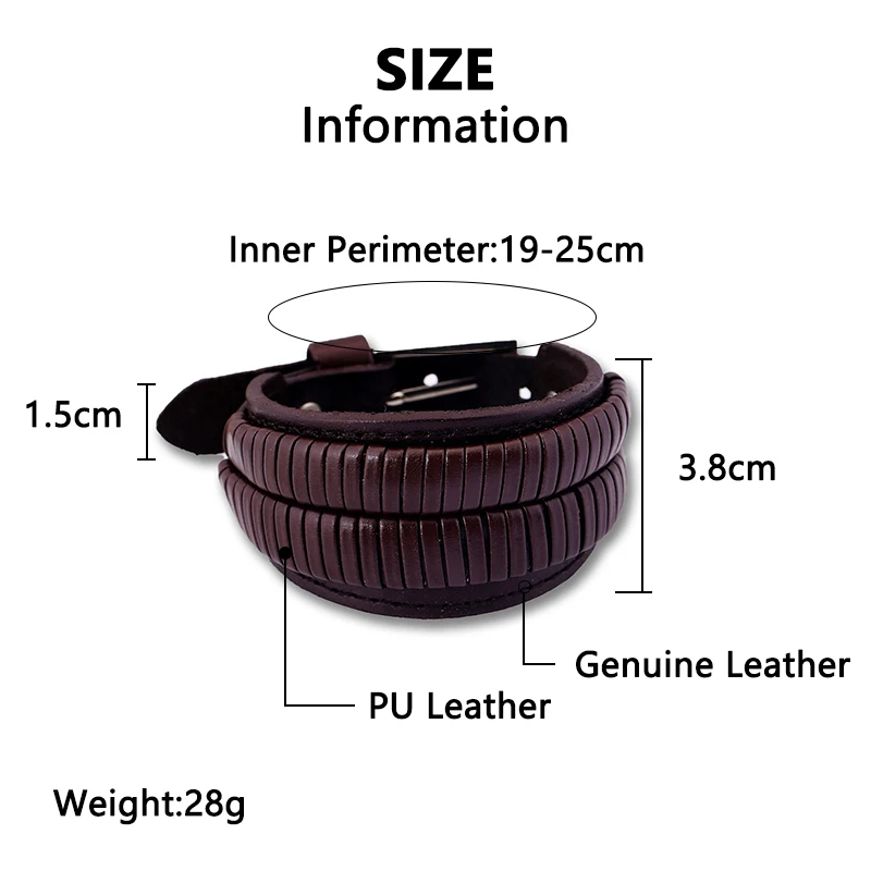 Винтажный Широкий Браслет манжета из натуральной кожи для мужчин и женщин