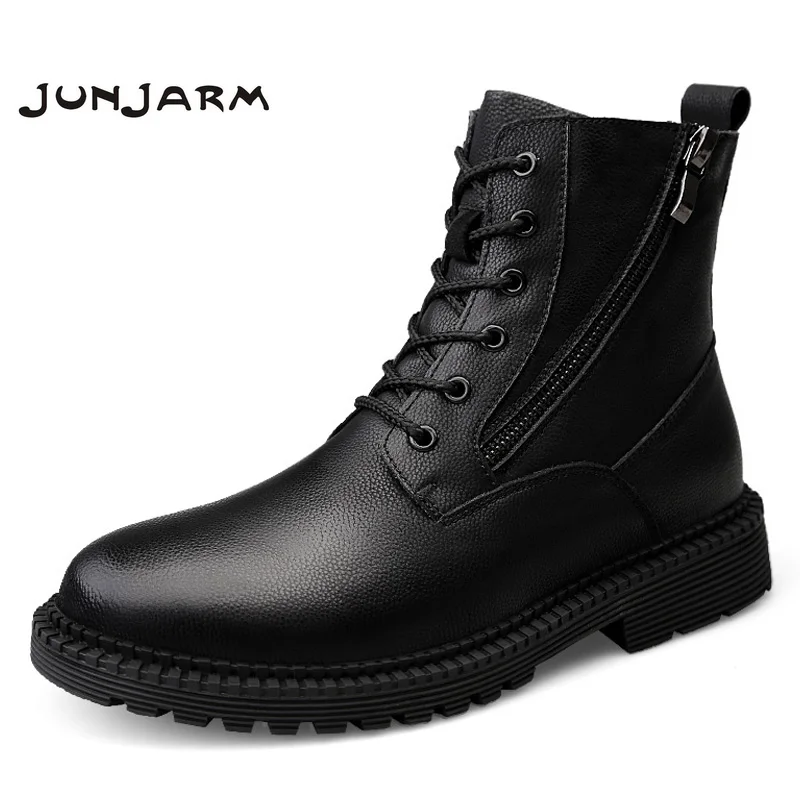 JUNJARM/модные мужские ботинки высококачественные зимние ботильоны из натуральной