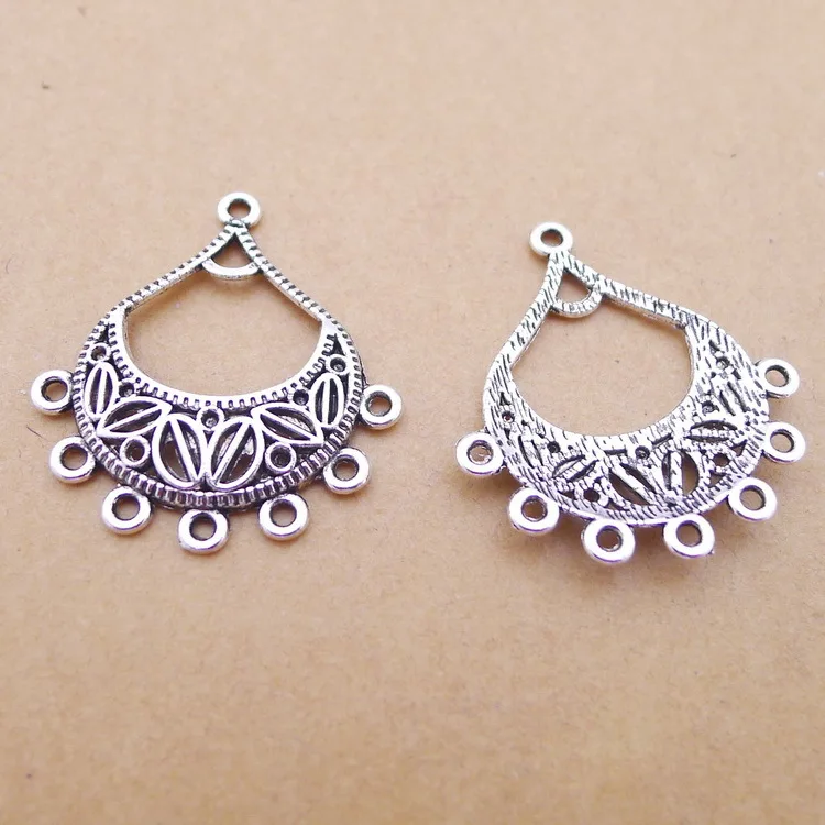 Принадлежности для изготовления ювелирных изделий, соединитель для сережек в виде капель воды античного серебра, 5 шт., 30x34 мм