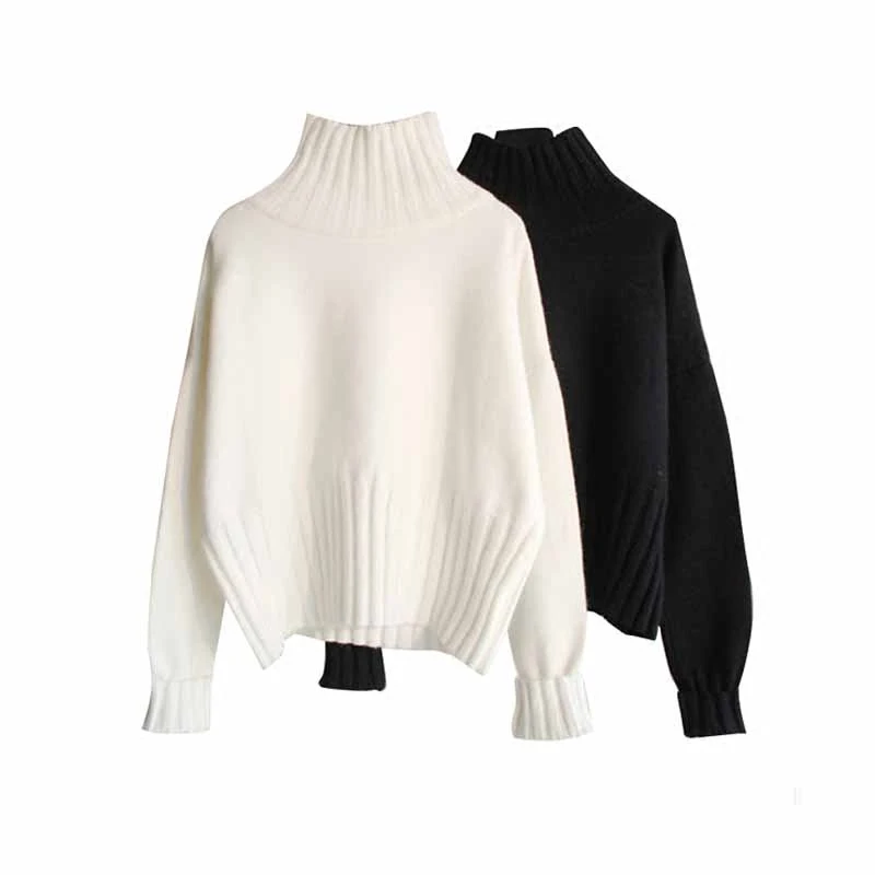 

SOUGEN High Quality Women Sweaters Turtleneck Knitted Solid White Sweater Autumu Winter Black Women Tops Casual Ladies Clothing