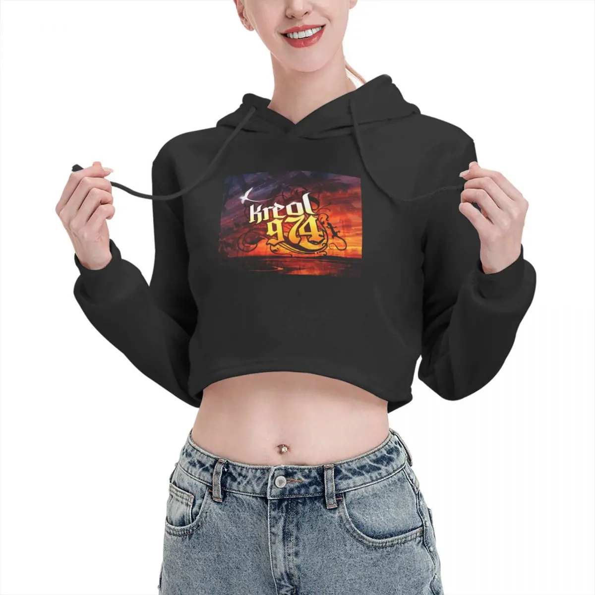 

Open navel Cat Ear Hoodie Sweater 974 Logo Kreol 974 With hood Humor Graphic sexy Print R248 Hoodie