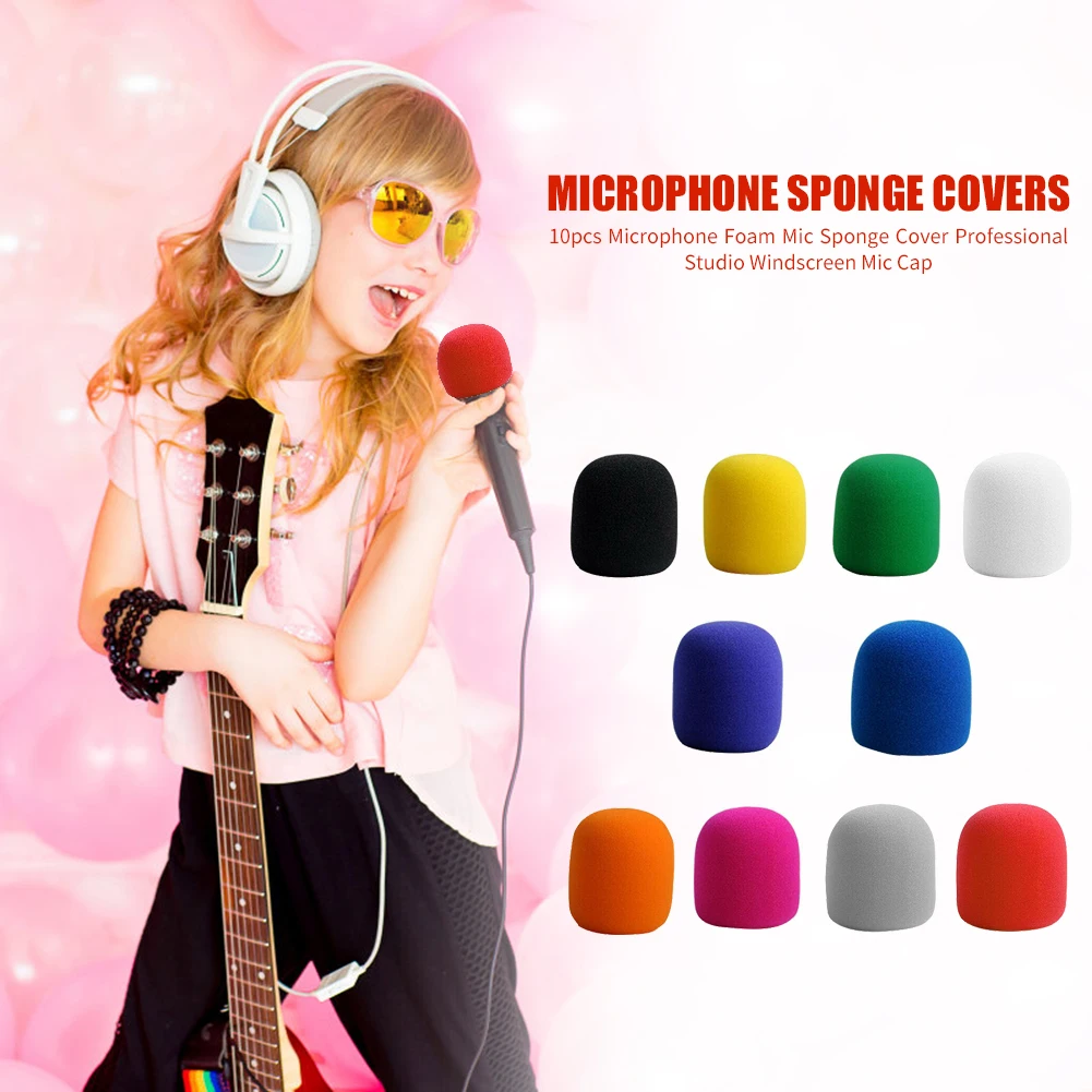 

10x Mic Foam Microphone Sponge Covers Professional Studio Windscreen Shield Handheld Microphone DJ Windproof Mic Sleeve