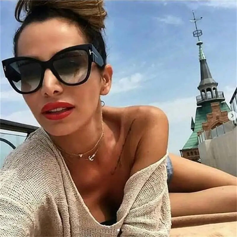 

Vintage Oversized Cat Eye Sunglasses Women 2021 Large Black Shades Sexy Gradient Glasses Luxury Brand Women Sunglasses UV400