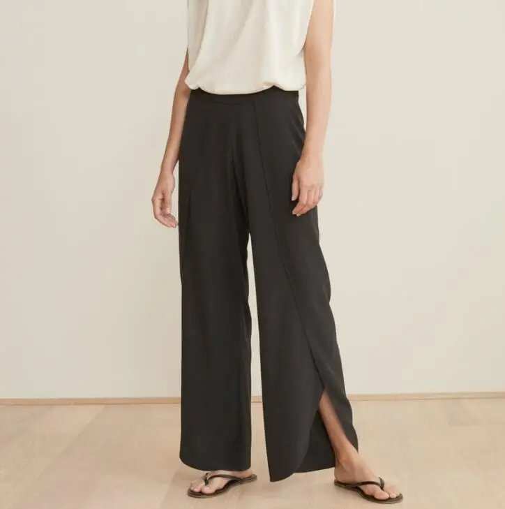 Женские шелковые брюки Классические повседневные с вилкой на ногах весна-лето 2019