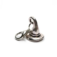 2 pcs antique silver color witchs hat charm zipper pull witch hat clip on charm zipper pull