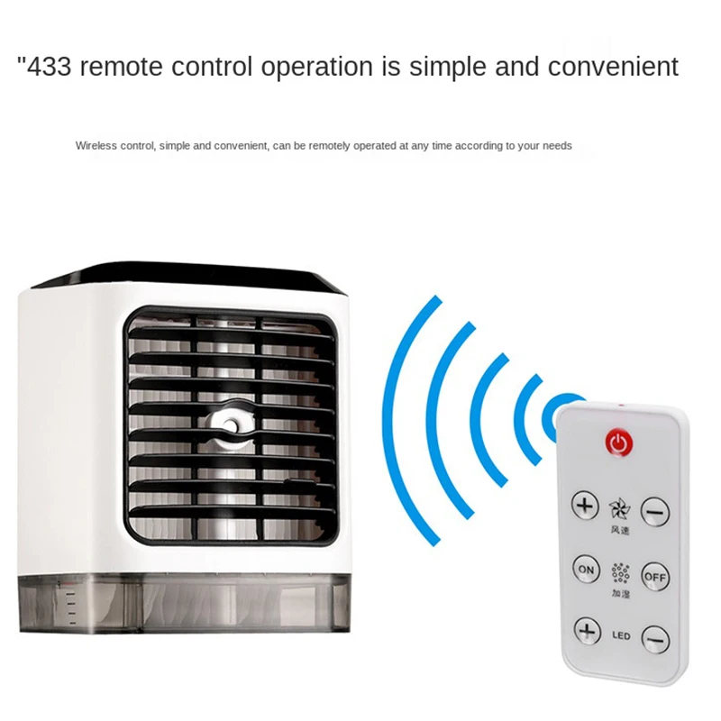 

Mini Air Conditioner Usb Desktop Fan Convenient Remote Control Air Cooler with Humidifying Spray Function Electric Desk Fan