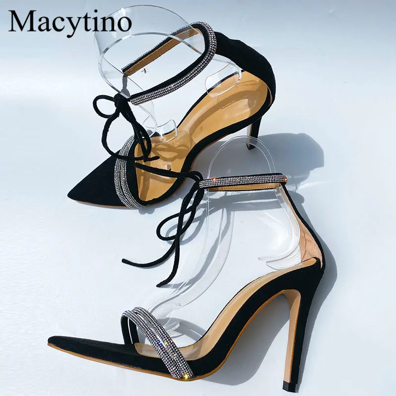 

Hot rhinestone decoration pointed toe stiletto high heel sandals summer ladies stiletto sandals fashion party sandals