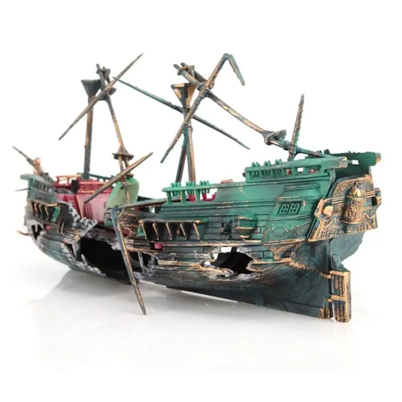 

Large Aquarium Shipwreck Decor Boat Plactic Set Resin Ship Fish Tank Ornaments For Aquarium Environments Decor Accessories