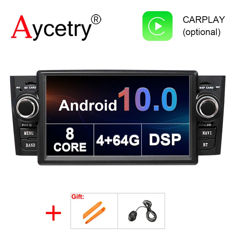 Автомагнитола 1 din на Android 10 64 ГБ IPS DSP стереоприемник Авторадио для Fiat Punto Grande Linea 2007