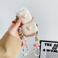 rice white heart beads chain earphone case airpods 1 and 2 case airpods pro case airpod 3 case earphone accessories case