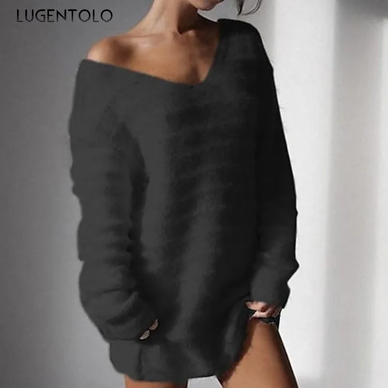 

Футболка женская с длинным рукавом, однотонный тонкий пуловер с V-образным вырезом, простая уличная одежда, большие размеры, весна-осень