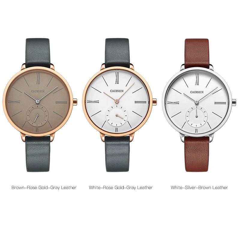 

Hot CADISEN Brand Quartz Lady Watch Waterproof Women's fashion Watch Genuine Leather Upscale Large Dial Gift Wristwatches