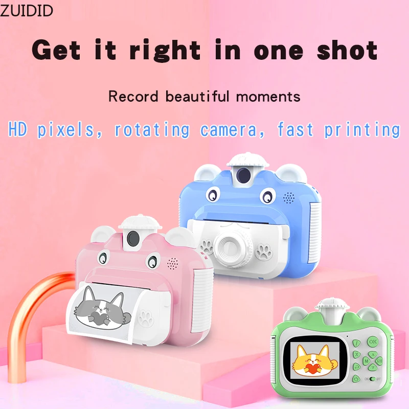 

Детская камера Мгновенной Печати, Детская цифровая камера 1080P, HD видео, фото камера, игрушка с картой памяти 32 Гб, термопечатающая камера