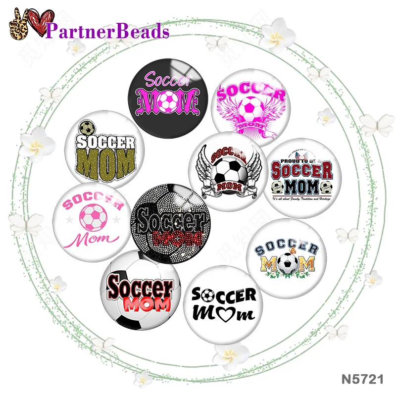 

Soccer MOM 12mm//18mm/20mm/25mm Round photo glass cabochon demo flat back Making findings PartnerBeads N5721