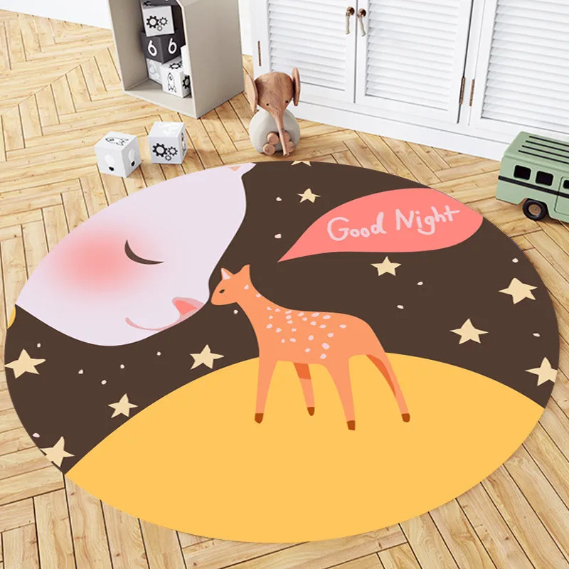 

ZZKJ Fresh Round Carpet Floor Mats Decor living Room Children Bedroom Kindergarten Decorative Non-slip Soft Velvet Mat Rugs