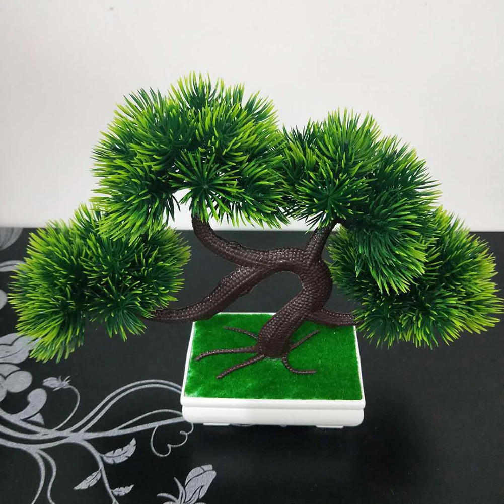 Simulation Potted Fake Flower Four Fork Welcome Pine Plant Bonsai Desktop Decoration Home Mini | Дом и сад