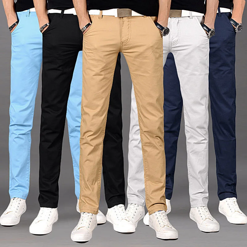 

Брюки мужские прямые повседневные, приталенные деловые штаны, свободные черные, весна-осень