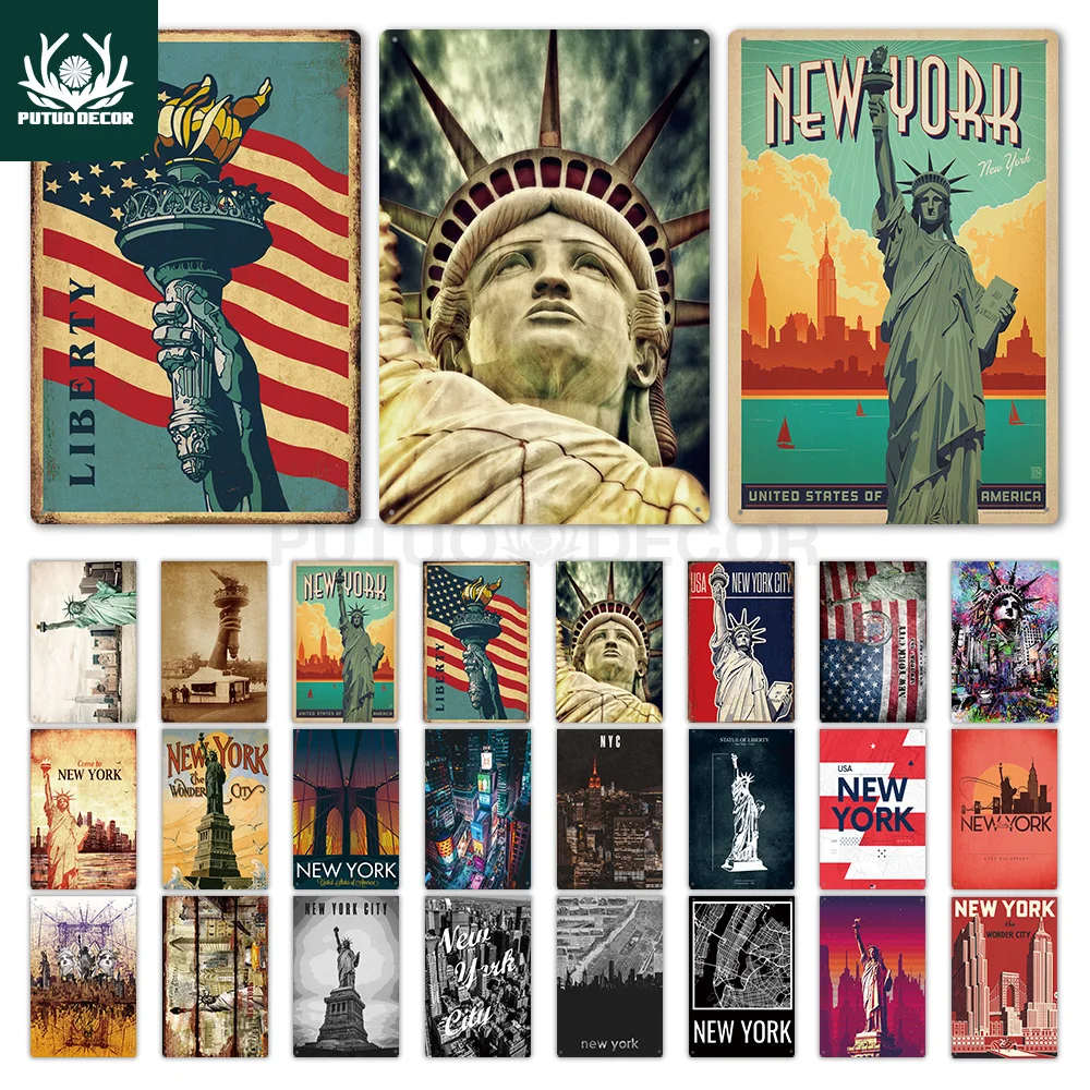New York Vintage Metal Poster Plaque British Coffee Bar House Home Decorative Plate Wall Decor Tin Sign G5 | Дом и сад