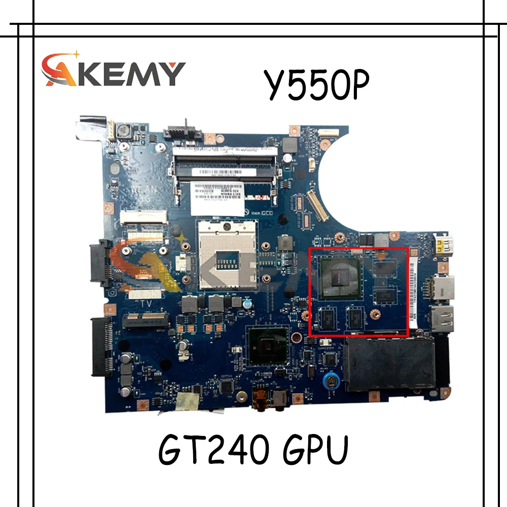 

Akemy для Lenovo Y550P Материнская плата ноутбука LA-5371P материнская плата PM55 GPU GT240 DD3 протестированная 100% работа Бесплатная процессор