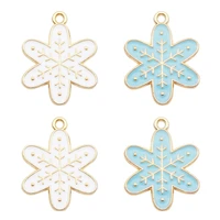 julie wang 12pcs enamel snowflake charms blue white zinc alloy christmas pendant bracelet earrings jewelry making accessory