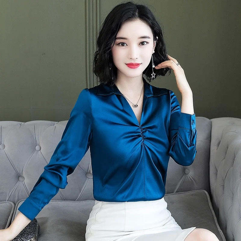 

High Quality Fabric Blouses Shirts for Women Spring Autumn Long Sleeve Elegant Business Work Wear Tops Clothes for Ladies Office