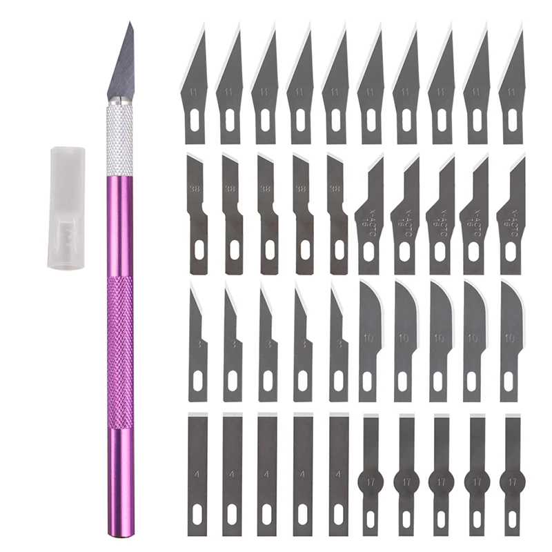 non slip metal scalpel knife tools kit cutter engraving craft knives 40pcs blades mobile phone pcb diy repair hand tools free global shipping