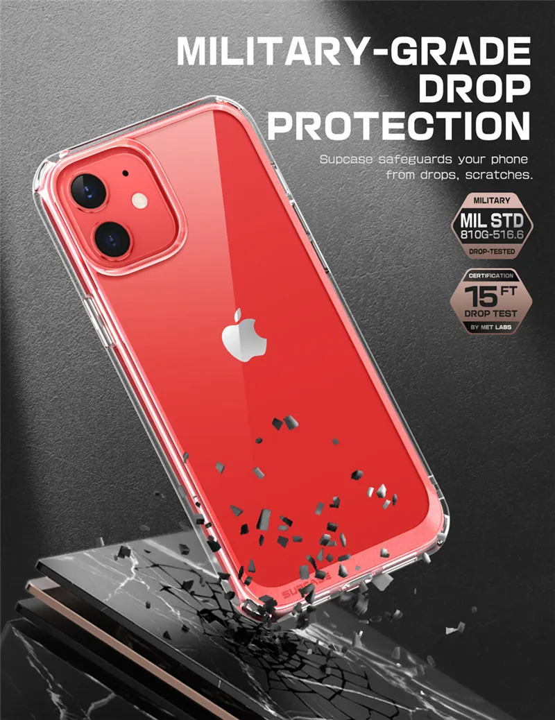For iPhone 12 Case/12 Pro Case 6.1" (2020 Release) SUPCASE UB Style Premium Hybrid Protective Bumper Case Clear Back Cover Caso silicone case