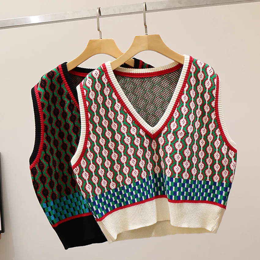 Женский винтажный Трикотажный жилет безрукавка оверсайз без рукавов