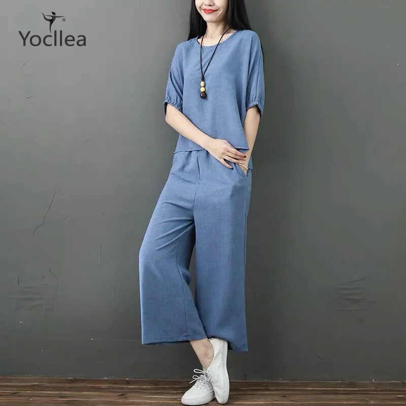 Женский летний комплект из двух предметов размера плюс Свободный Топ с коротким