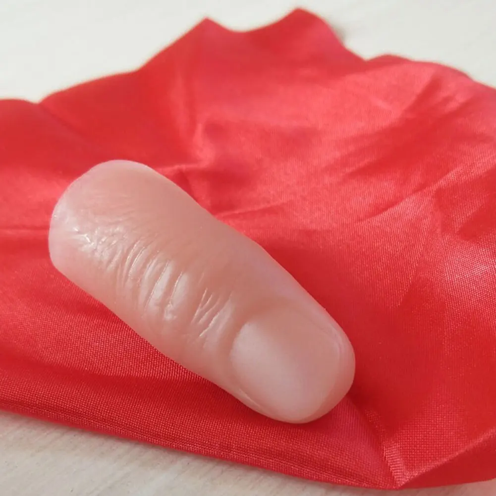 2 шт наконечник большого пальца с Красной тканью Волшебные трюки ткань шарф Disapper