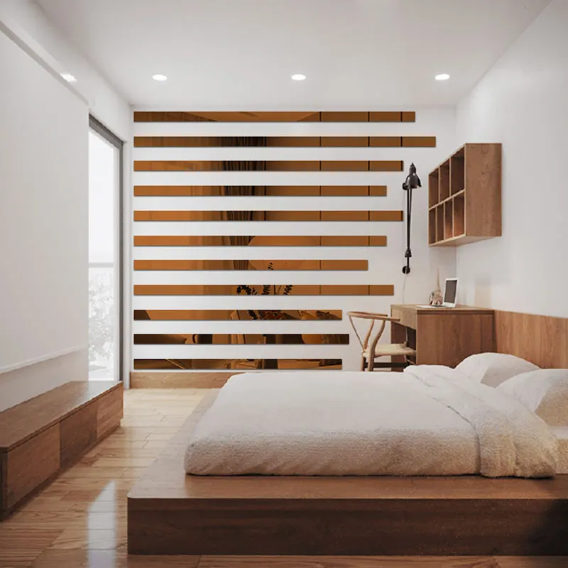 Simple Lines Acrylic 3D Wall Stickers DIY Background Mirror Strips Ceiling Waist Line Living Dining Room Art Home Decor 20pcs