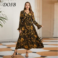 doib women floral print dress large size women v neck loose casual plus size dress 2021 fashion female oversize dress