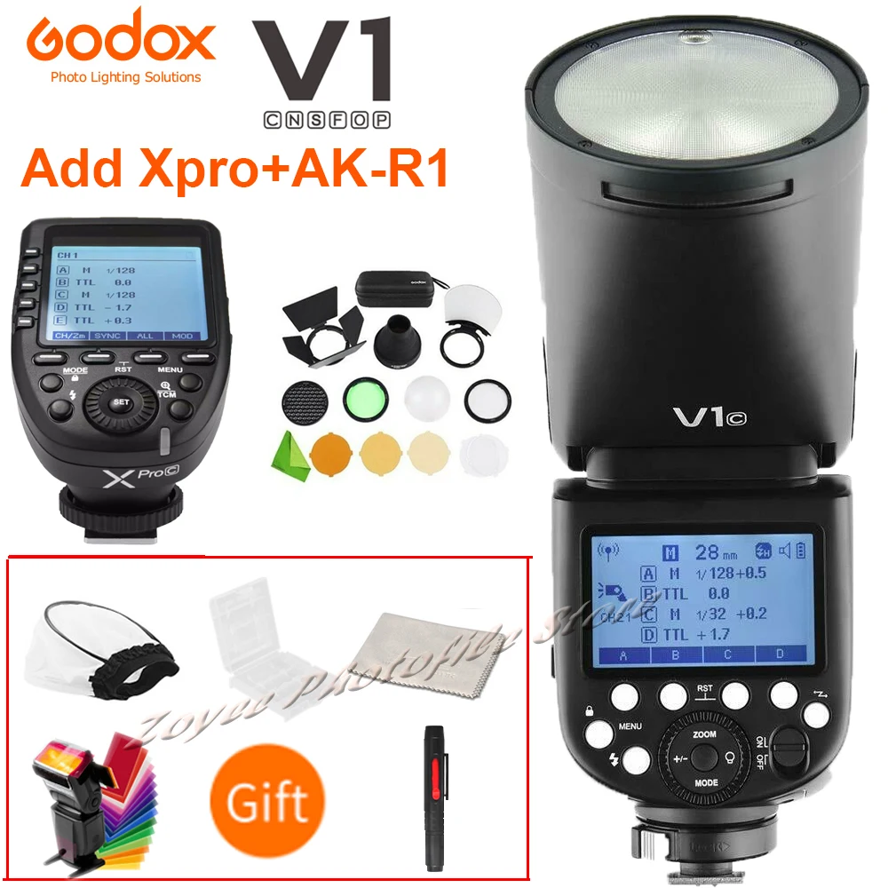 Вспышка Godox V1 V1S/V1N/V1C/V1O/V1F TTL с круглой головкой для Nikon/Sony/Canon/Fujifilm/Olympus w/ XPRO