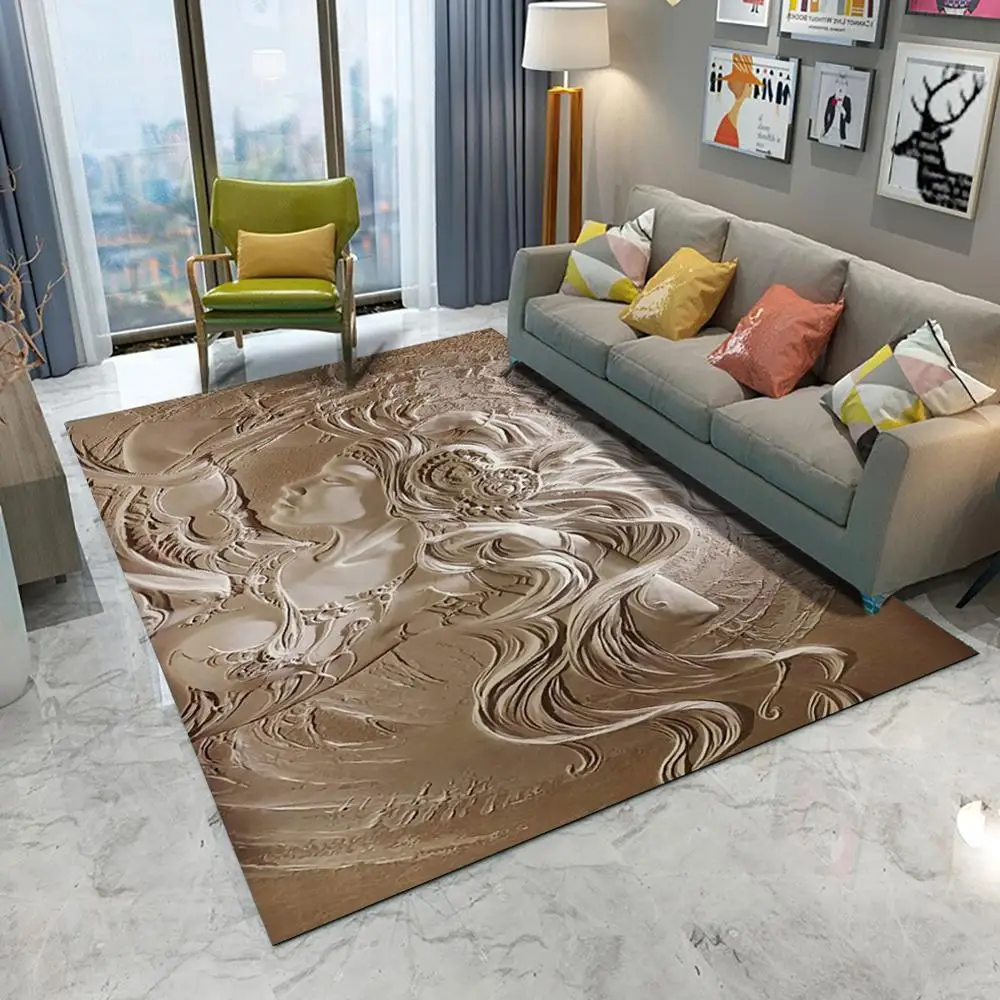 

Flannel Area Rug Room Floor Printed Carpet For Living Room Bedroom Home Decorative Fashion Noble Goddess Carpet Printed Crapet